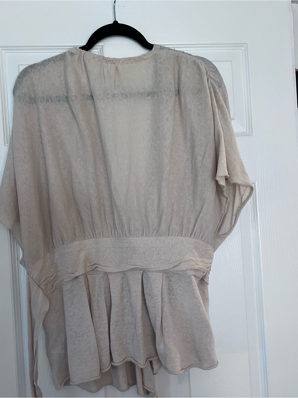 Anthropology Moth Women's Cream Tie-Front Lounge Top - Picture 3 of 4